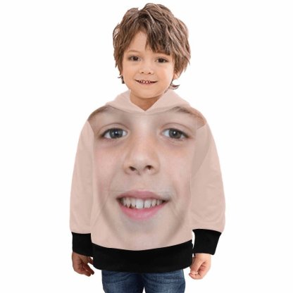 Custom Custom Big Face Kid's Long Sleeve Hoodie for 2-15Y Personalized Hooded Pullover Loose Hoodie - YesCustom