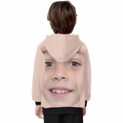 Custom Custom Big Face Kid's Long Sleeve Hoodie for 2-15Y Personalized Hooded Pullover Loose Hoodie - YesCustom