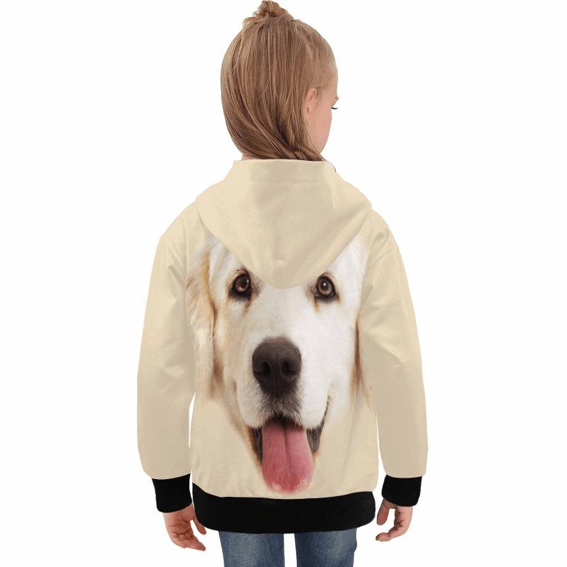 Custom Custom Big Face Kid's Long Sleeve Hoodie for 2-15Y Personalized Hooded Pullover Loose Hoodie - YesCustom