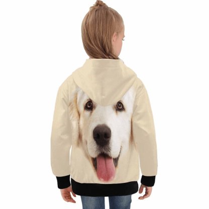 Custom Custom Big Face Kid's Long Sleeve Hoodie for 2-15Y Personalized Hooded Pullover Loose Hoodie - YesCustom