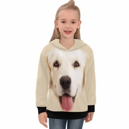 Custom Custom Big Face Kid's Long Sleeve Hoodie for 2-15Y Personalized Hooded Pullover Loose Hoodie - YesCustom