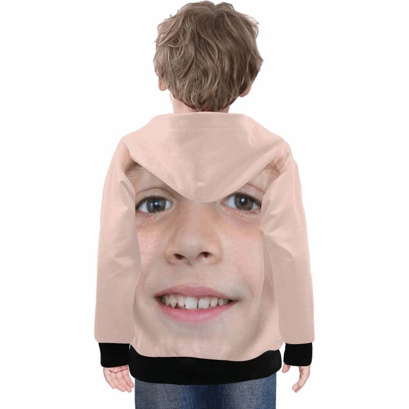 Custom Custom Big Face Kid's Long Sleeve Hoodie for 2-15Y Personalized Hooded Pullover Loose Hoodie - YesCustom
