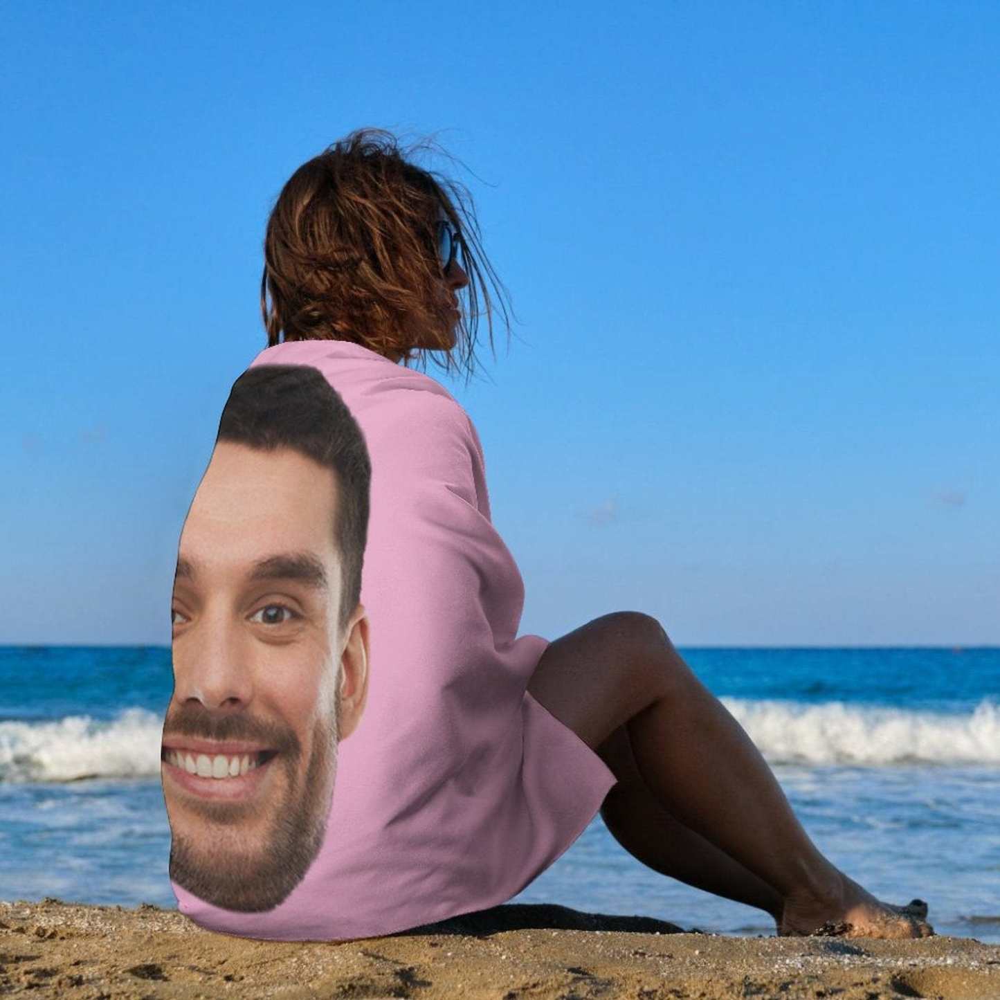 Custom Big Face Photo Beach Towel Quick-Dry, Sand-Free, Super Absorbent, Non-Fading, Beach&Bath Towel Beach Blanket Personalized Beach Towel Funny Selfie Gift - YesCustom