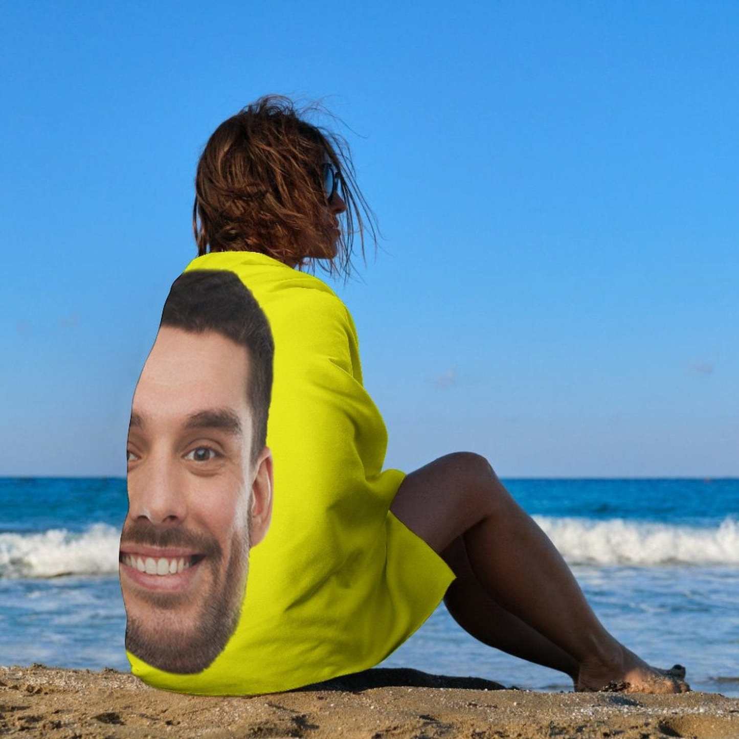 Custom Big Face Photo Beach Towel Quick-Dry, Sand-Free, Super Absorbent, Non-Fading, Beach&Bath Towel Beach Blanket Personalized Beach Towel Funny Selfie Gift - YesCustom