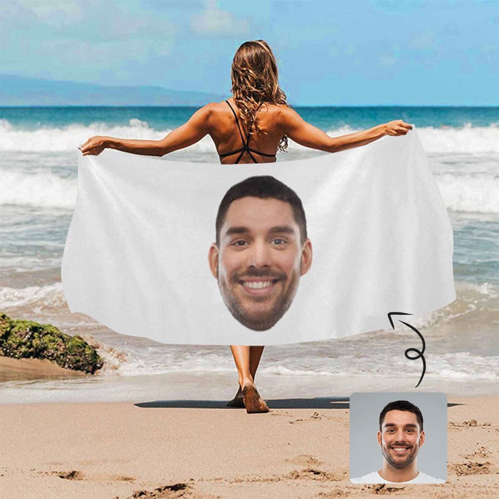 Custom Big Face Photo Beach Towel Quick-Dry, Sand-Free, Super Absorbent, Non-Fading, Beach&Bath Towel Beach Blanket Personalized Beach Towel Funny Selfie Gift - YesCustom