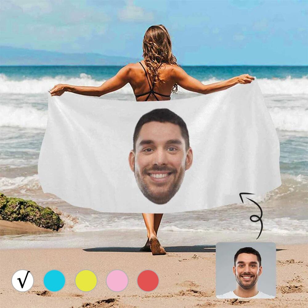 Custom Big Face Photo Beach Towel Quick-Dry, Sand-Free, Super Absorbent, Non-Fading, Beach&Bath Towel Beach Blanket Personalized Beach Towel Funny Selfie Gift - YesCustom