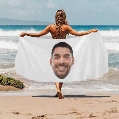Custom Big Face Photo Beach Towel Quick-Dry, Sand-Free, Super Absorbent, Non-Fading, Beach&Bath Towel Beach Blanket Personalized Beach Towel Funny Selfie Gift - YesCustom