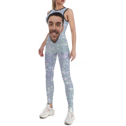 Custom Big Face Silver Women's Yoga Jumpsuit - YesCustom