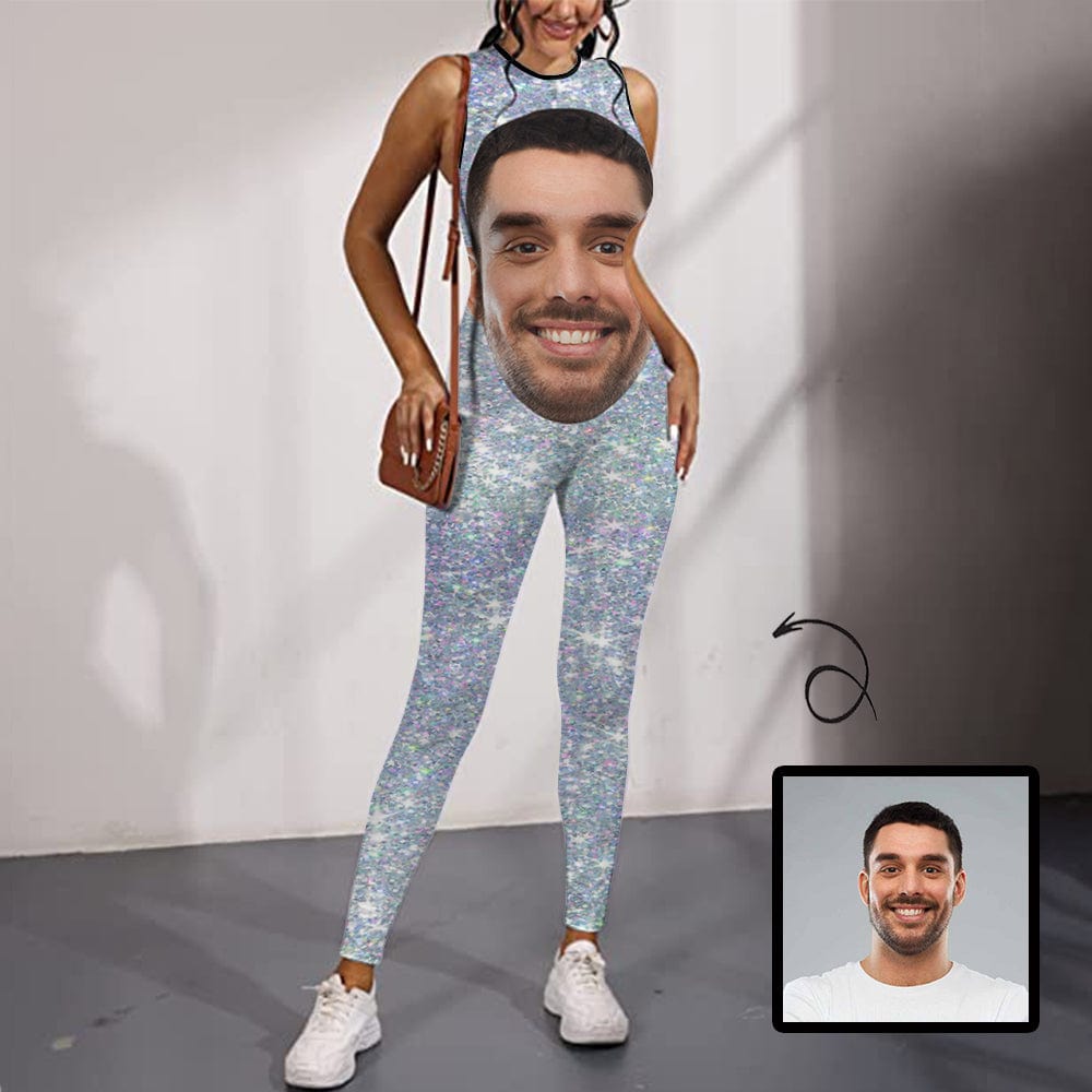 Custom Big Face Silver Women's Yoga Jumpsuit - YesCustom