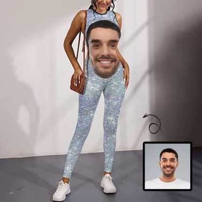 Custom Big Face Silver Women's Yoga Jumpsuit - YesCustom