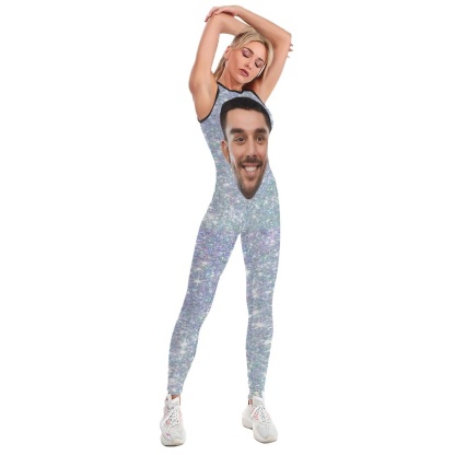 Custom Big Face Silver Women's Yoga Jumpsuit - YesCustom