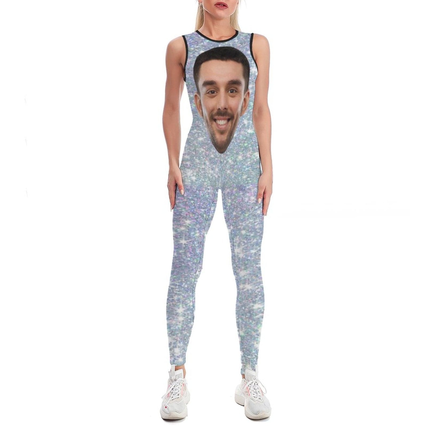 Custom Big Face Silver Women's Yoga Jumpsuit - YesCustom