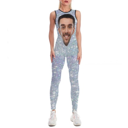 Custom Big Face Silver Women's Yoga Jumpsuit - YesCustom