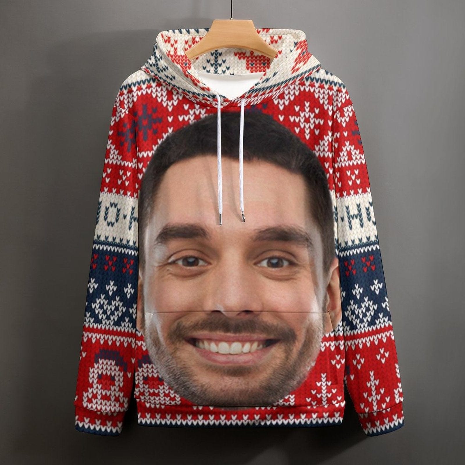 Custom Big Face Snowman Ugly Christmas Hoodie Unisex Personalized Loose Hoodie Top Outfits - YesCustom