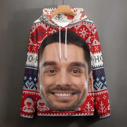 Custom Big Face Snowman Ugly Christmas Hoodie Unisex Personalized Loose Hoodie Top Outfits - YesCustom