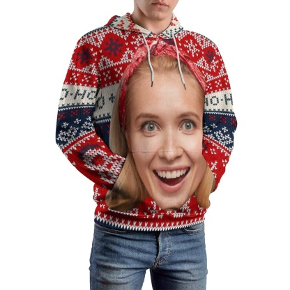 Custom Big Face Snowman Ugly Christmas Hoodie Unisex Personalized Loose Hoodie Top Outfits - YesCustom