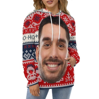 Custom Big Face Snowman Ugly Christmas Hoodie Unisex Personalized Loose Hoodie Top Outfits - YesCustom