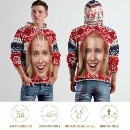 Custom Big Face Snowman Ugly Christmas Hoodie Unisex Personalized Loose Hoodie Top Outfits - YesCustom