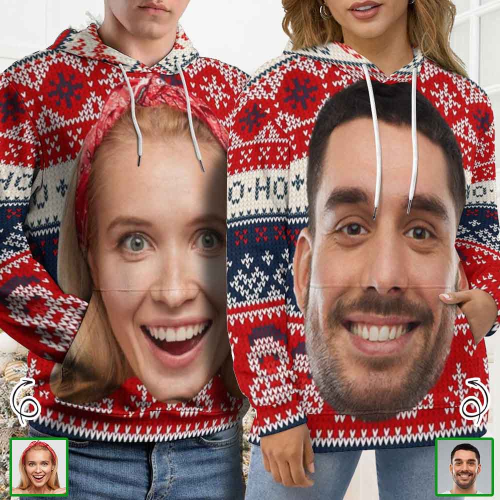 Custom Big Face Snowman Ugly Christmas Hoodie Unisex Personalized Loose Hoodie Top Outfits - YesCustom