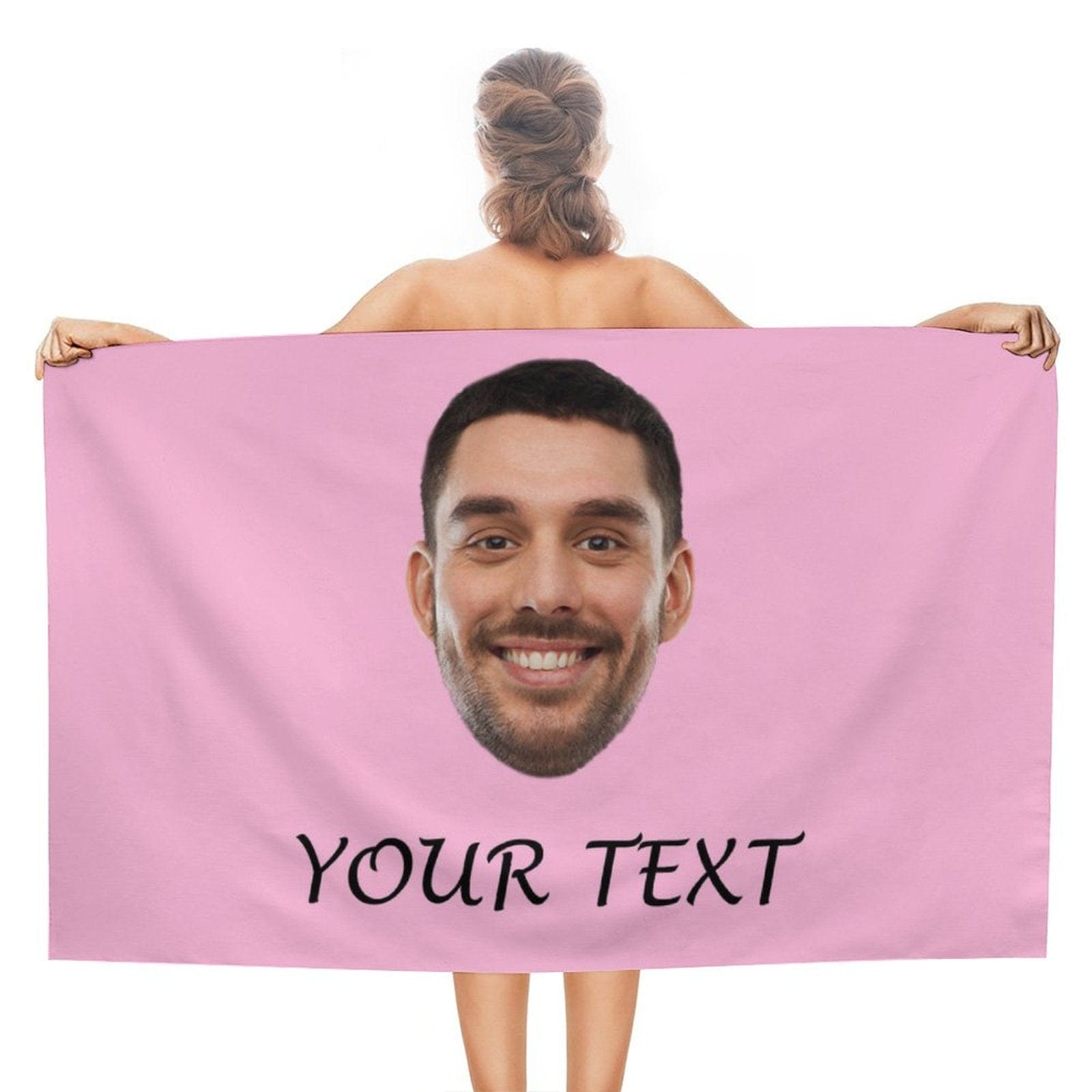 Custom Custom Big Face & Text Beach Towel Quick-Dry, Sand-Free, Super Absorbent, Non-Fading, Beach&Bath Towel Beach Blanket Personalized Beach Towel Funny Selfie Gift - YesCustom