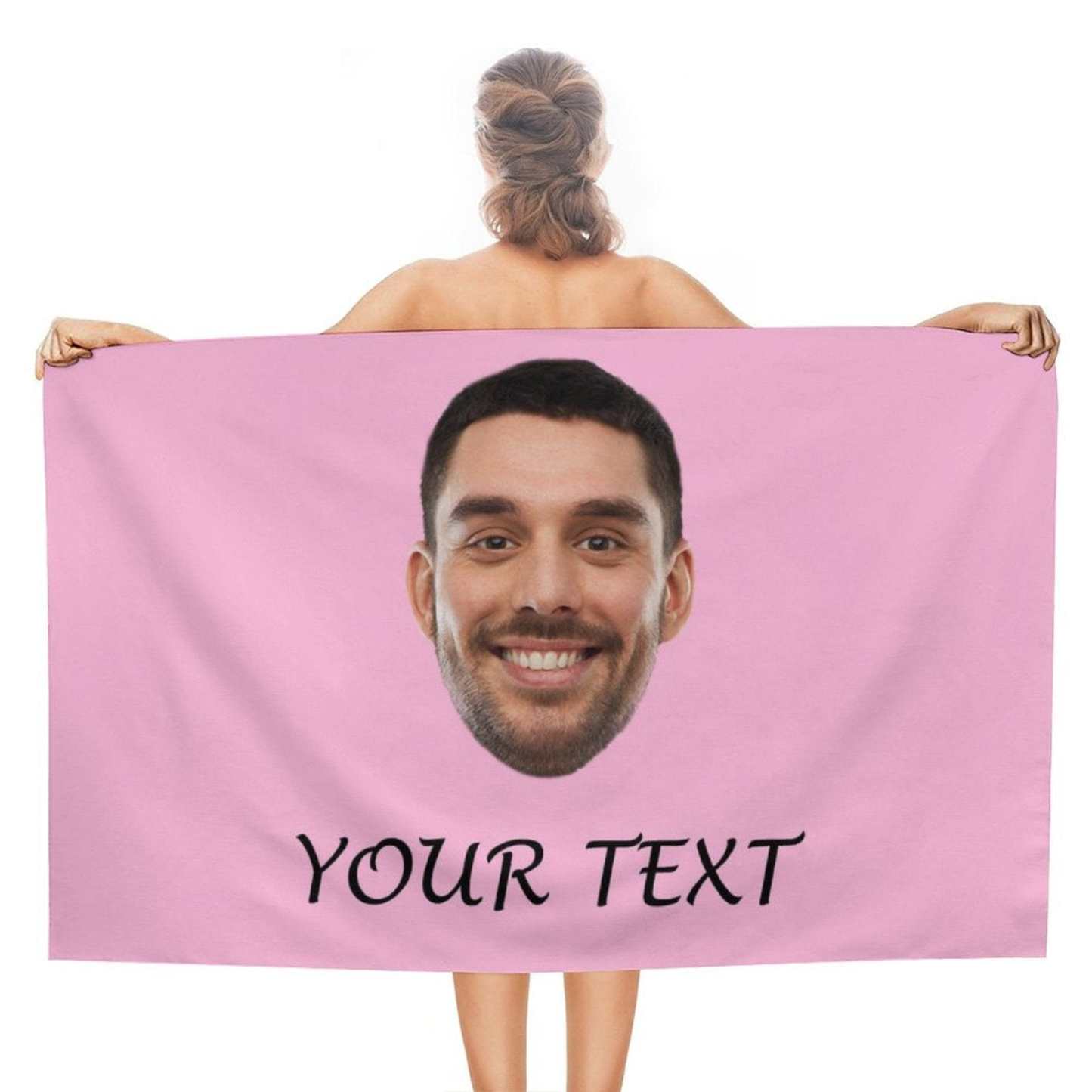 Custom Custom Big Face & Text Beach Towel Quick-Dry, Sand-Free, Super Absorbent, Non-Fading, Beach&Bath Towel Beach Blanket Personalized Beach Towel Funny Selfie Gift - YesCustom