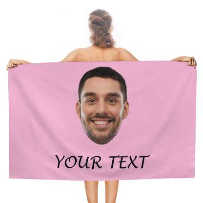 Custom Custom Big Face & Text Beach Towel Quick-Dry, Sand-Free, Super Absorbent, Non-Fading, Beach&Bath Towel Beach Blanket Personalized Beach Towel Funny Selfie Gift - YesCustom