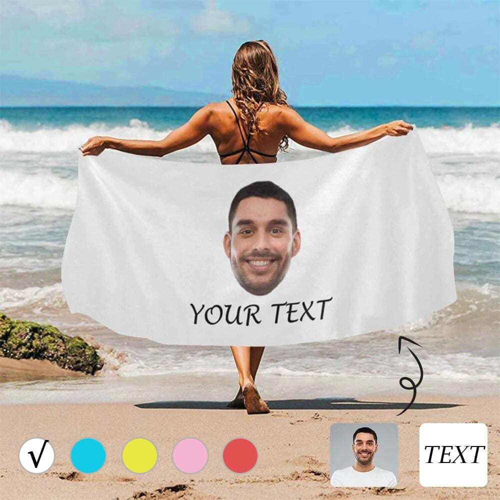 Custom Custom Big Face & Text Beach Towel Quick-Dry, Sand-Free, Super Absorbent, Non-Fading, Beach&Bath Towel Beach Blanket Personalized Beach Towel Funny Selfie Gift - YesCustom