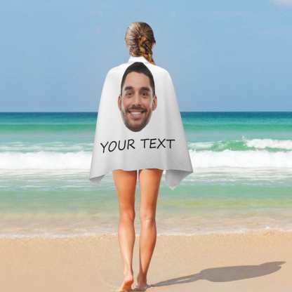 Custom Custom Big Face & Text Beach Towel Quick-Dry, Sand-Free, Super Absorbent, Non-Fading, Beach&Bath Towel Beach Blanket Personalized Beach Towel Funny Selfie Gift - YesCustom