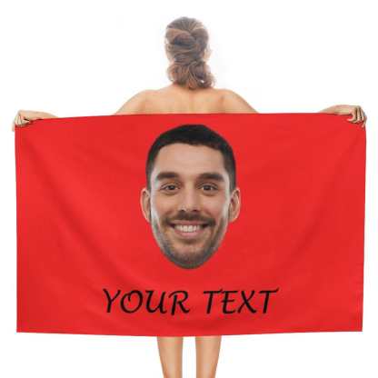 Custom Custom Big Face & Text Beach Towel Quick-Dry, Sand-Free, Super Absorbent, Non-Fading, Beach&Bath Towel Beach Blanket Personalized Beach Towel Funny Selfie Gift - YesCustom