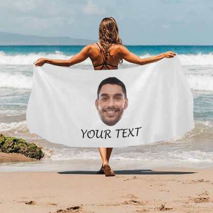 Custom Custom Big Face & Text Beach Towel Quick-Dry, Sand-Free, Super Absorbent, Non-Fading, Beach&Bath Towel Beach Blanket Personalized Beach Towel Funny Selfie Gift - YesCustom