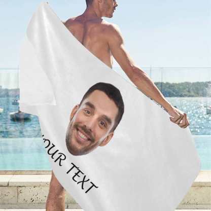 Custom Custom Big Face & Text Beach Towel Quick-Dry, Sand-Free, Super Absorbent, Non-Fading, Beach&Bath Towel Beach Blanket Personalized Beach Towel Funny Selfie Gift - YesCustom