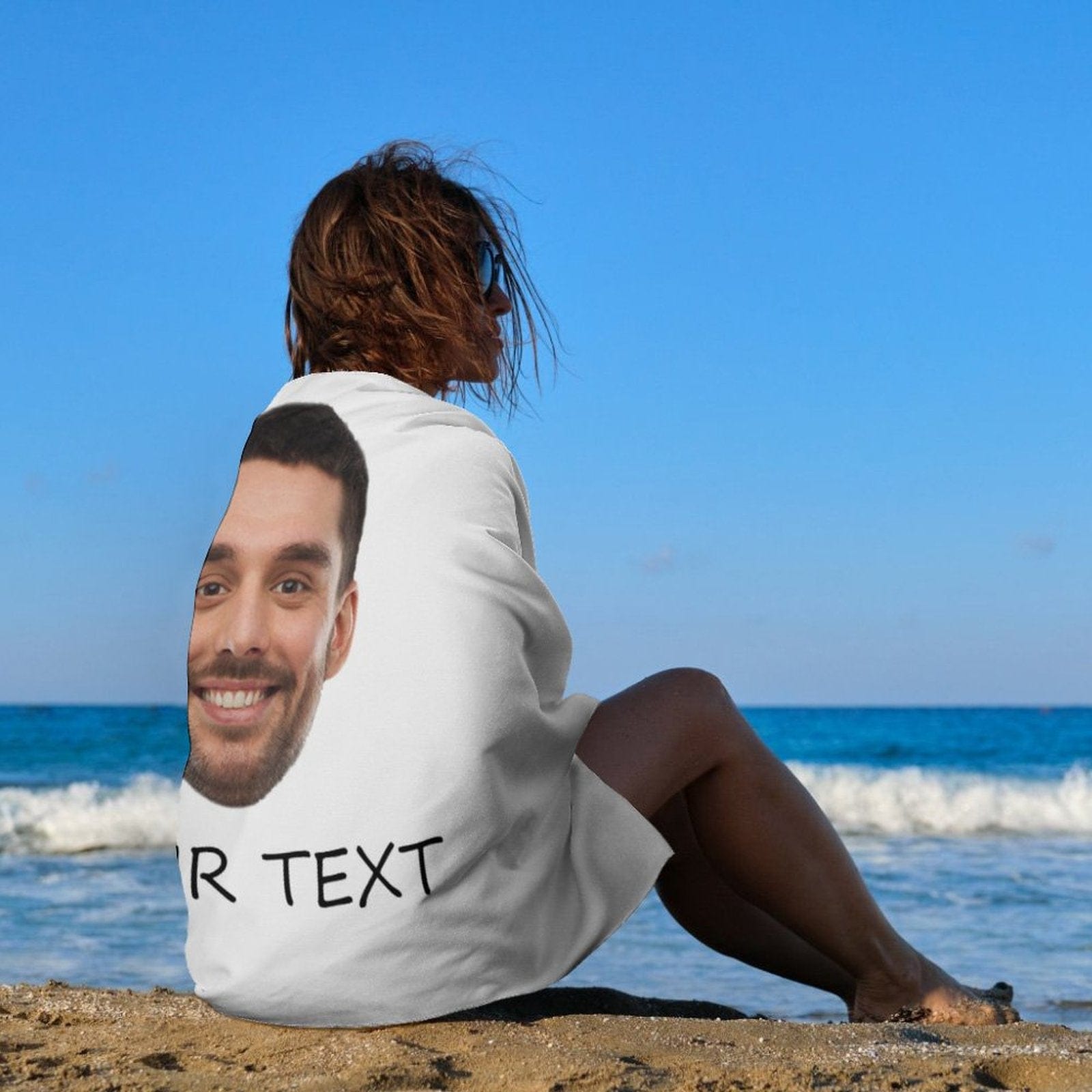 Custom Custom Big Face & Text Beach Towel Quick-Dry, Sand-Free, Super Absorbent, Non-Fading, Beach&Bath Towel Beach Blanket Personalized Beach Towel Funny Selfie Gift - YesCustom