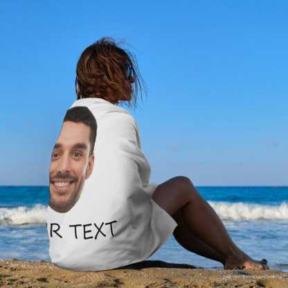Custom Custom Big Face & Text Beach Towel Quick-Dry, Sand-Free, Super Absorbent, Non-Fading, Beach&Bath Towel Beach Blanket Personalized Beach Towel Funny Selfie Gift - YesCustom