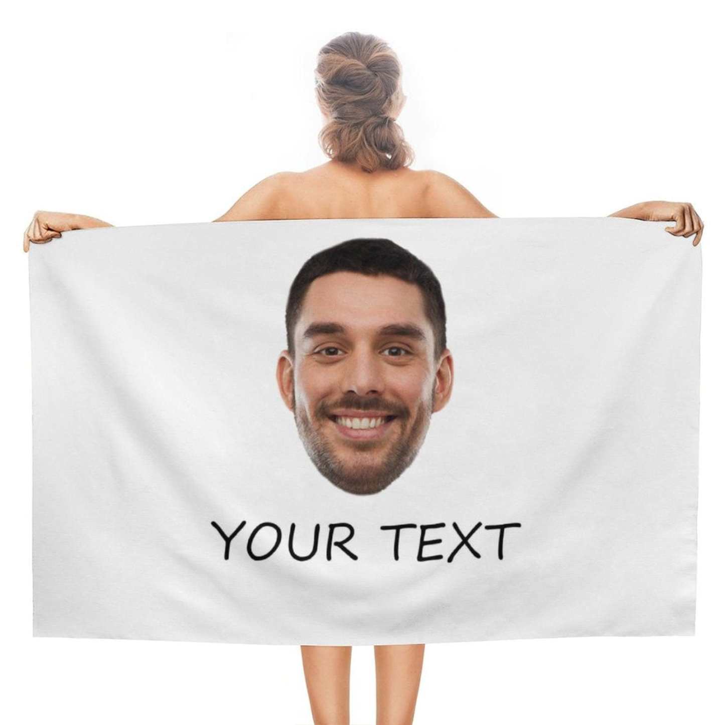 Custom Custom Big Face & Text Beach Towel Quick-Dry, Sand-Free, Super Absorbent, Non-Fading, Beach&Bath Towel Beach Blanket Personalized Beach Towel Funny Selfie Gift - YesCustom