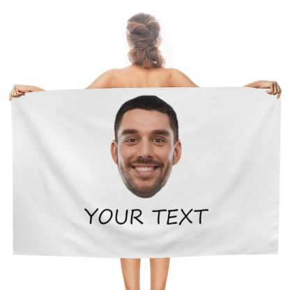 Custom Custom Big Face & Text Beach Towel Quick-Dry, Sand-Free, Super Absorbent, Non-Fading, Beach&Bath Towel Beach Blanket Personalized Beach Towel Funny Selfie Gift - YesCustom