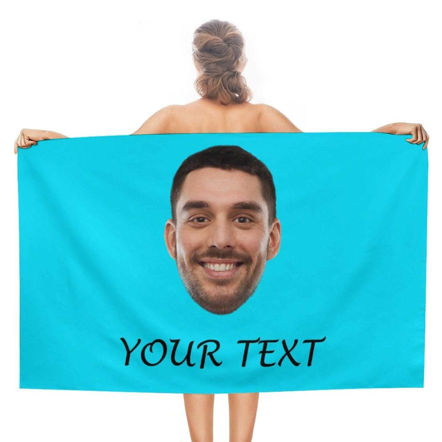 Custom Custom Big Face & Text Beach Towel Quick-Dry, Sand-Free, Super Absorbent, Non-Fading, Beach&Bath Towel Beach Blanket Personalized Beach Towel Funny Selfie Gift - YesCustom