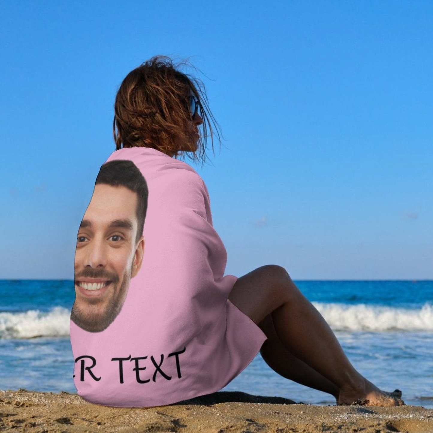 Custom Custom Big Face & Text Beach Towel Quick-Dry, Sand-Free, Super Absorbent, Non-Fading, Beach&Bath Towel Beach Blanket Personalized Beach Towel Funny Selfie Gift - YesCustom