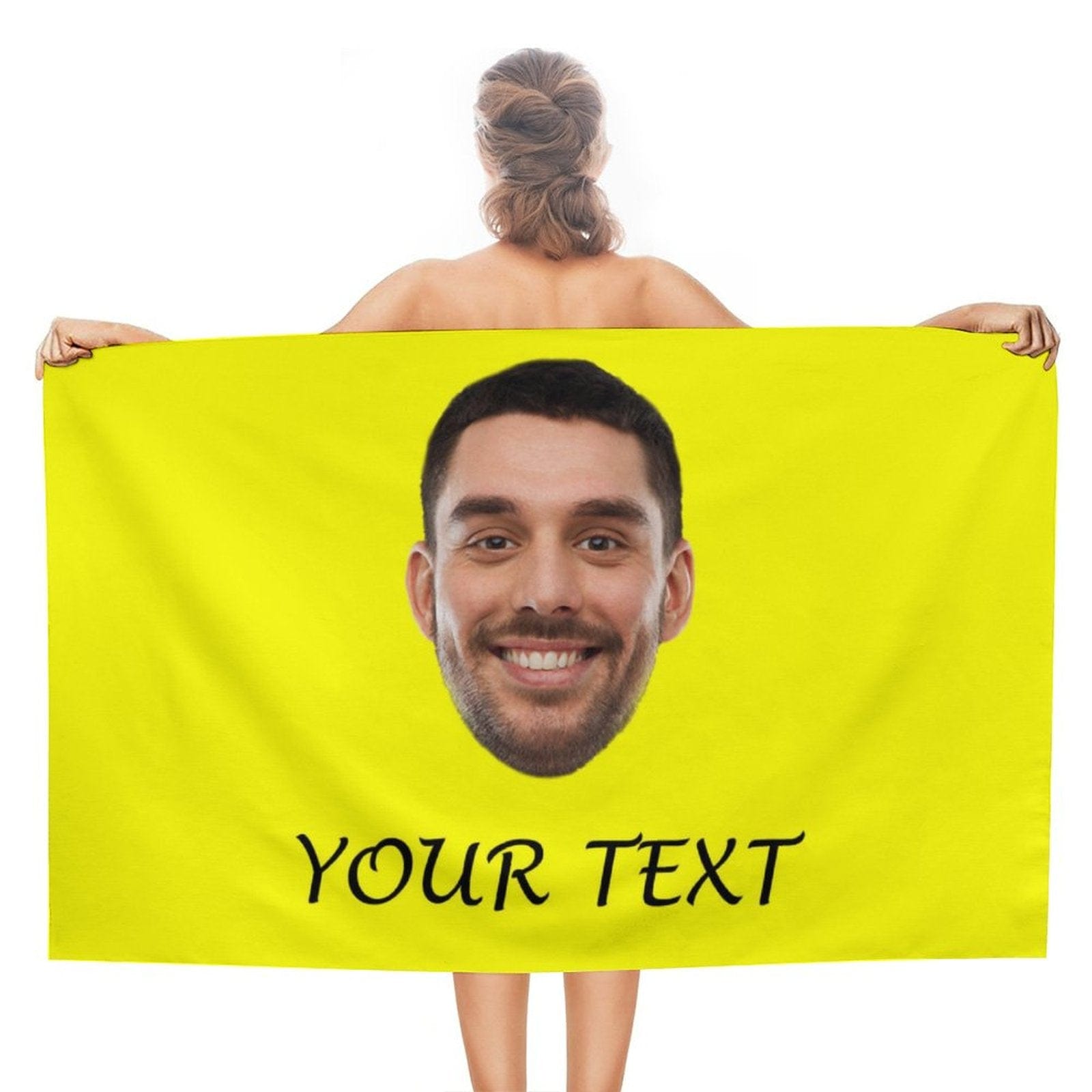 Custom Custom Big Face & Text Beach Towel Quick-Dry, Sand-Free, Super Absorbent, Non-Fading, Beach&Bath Towel Beach Blanket Personalized Beach Towel Funny Selfie Gift - YesCustom