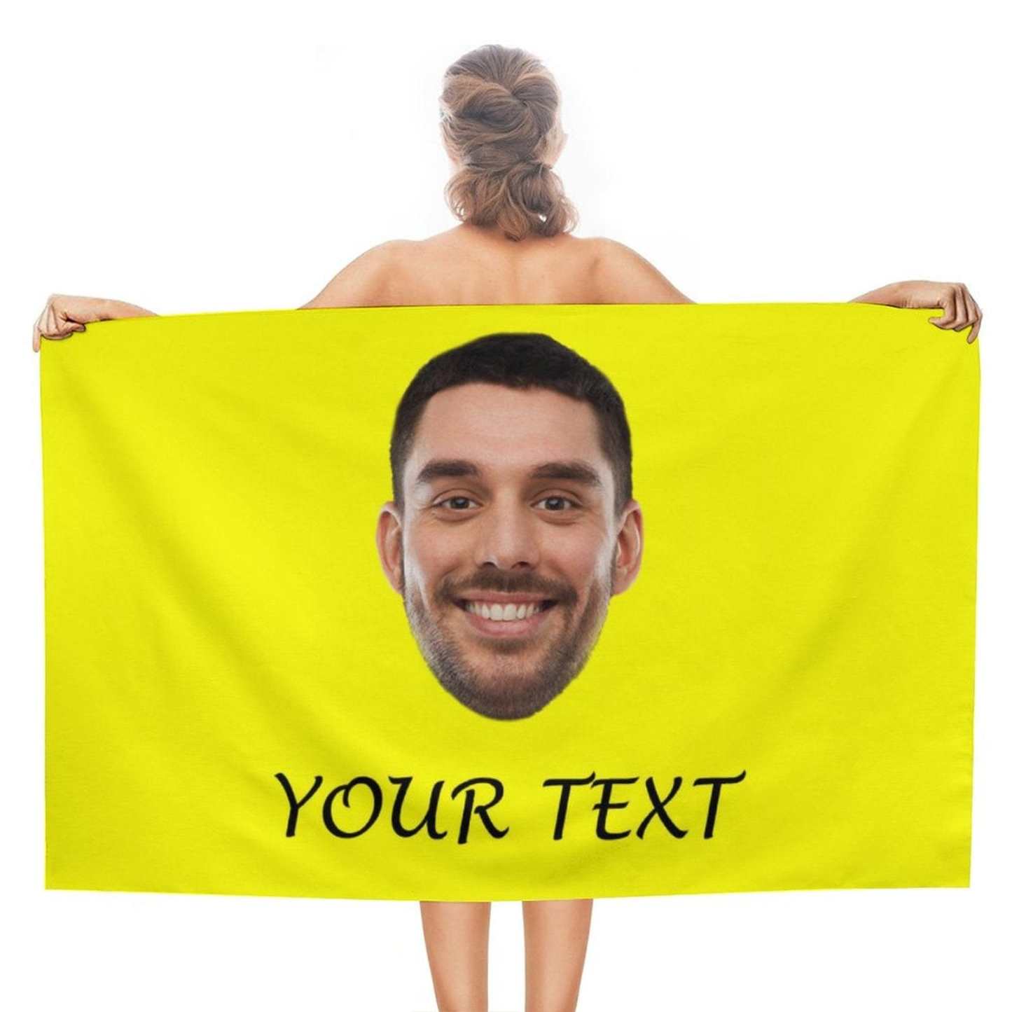 Custom Custom Big Face & Text Beach Towel Quick-Dry, Sand-Free, Super Absorbent, Non-Fading, Beach&Bath Towel Beach Blanket Personalized Beach Towel Funny Selfie Gift - YesCustom