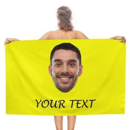 Custom Custom Big Face & Text Beach Towel Quick-Dry, Sand-Free, Super Absorbent, Non-Fading, Beach&Bath Towel Beach Blanket Personalized Beach Towel Funny Selfie Gift - YesCustom