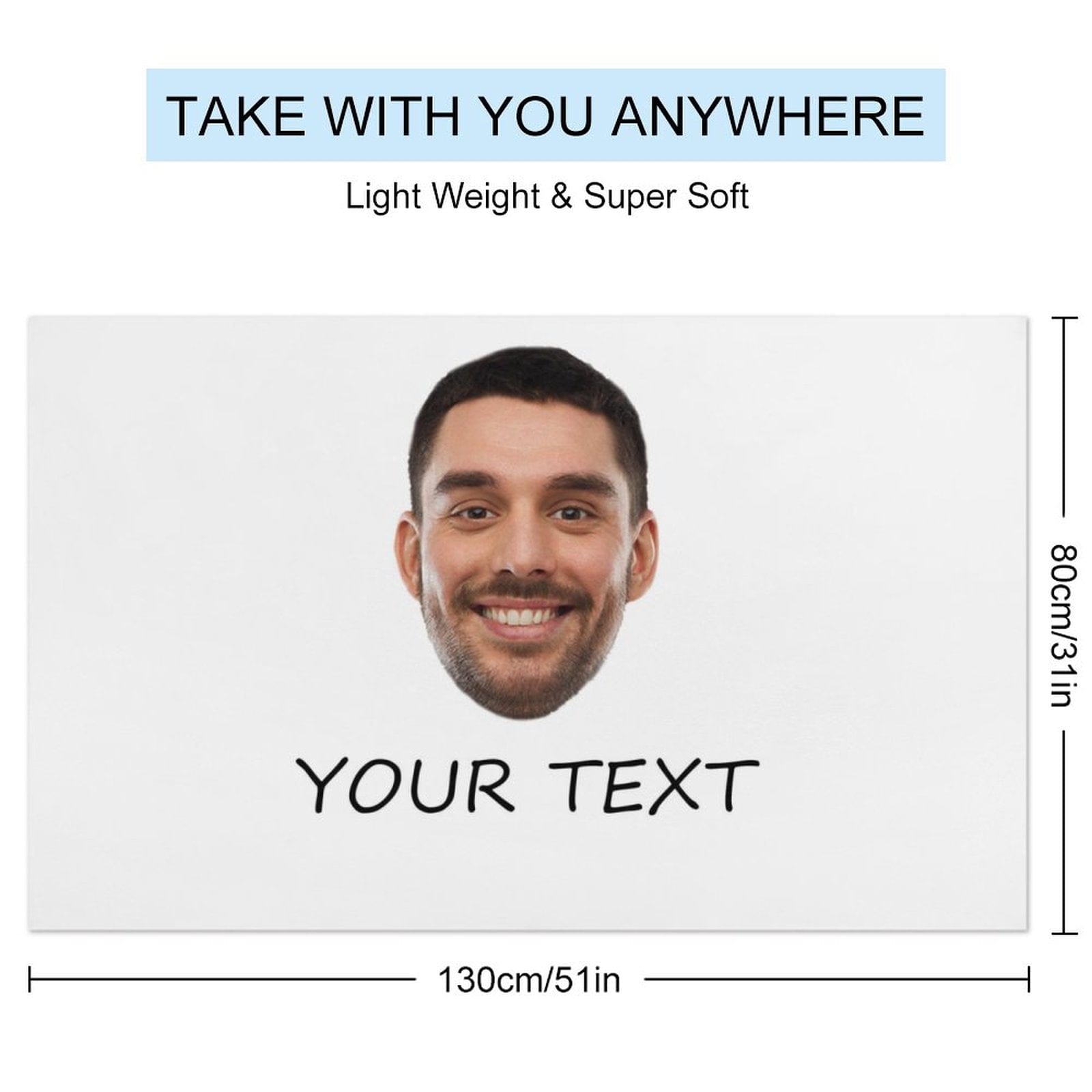 Custom Custom Big Face & Text Beach Towel Quick-Dry, Sand-Free, Super Absorbent, Non-Fading, Beach&Bath Towel Beach Blanket Personalized Beach Towel Funny Selfie Gift - YesCustom
