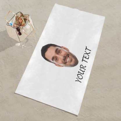 Custom Custom Big Face & Text Beach Towel Quick-Dry, Sand-Free, Super Absorbent, Non-Fading, Beach&Bath Towel Beach Blanket Personalized Beach Towel Funny Selfie Gift - YesCustom