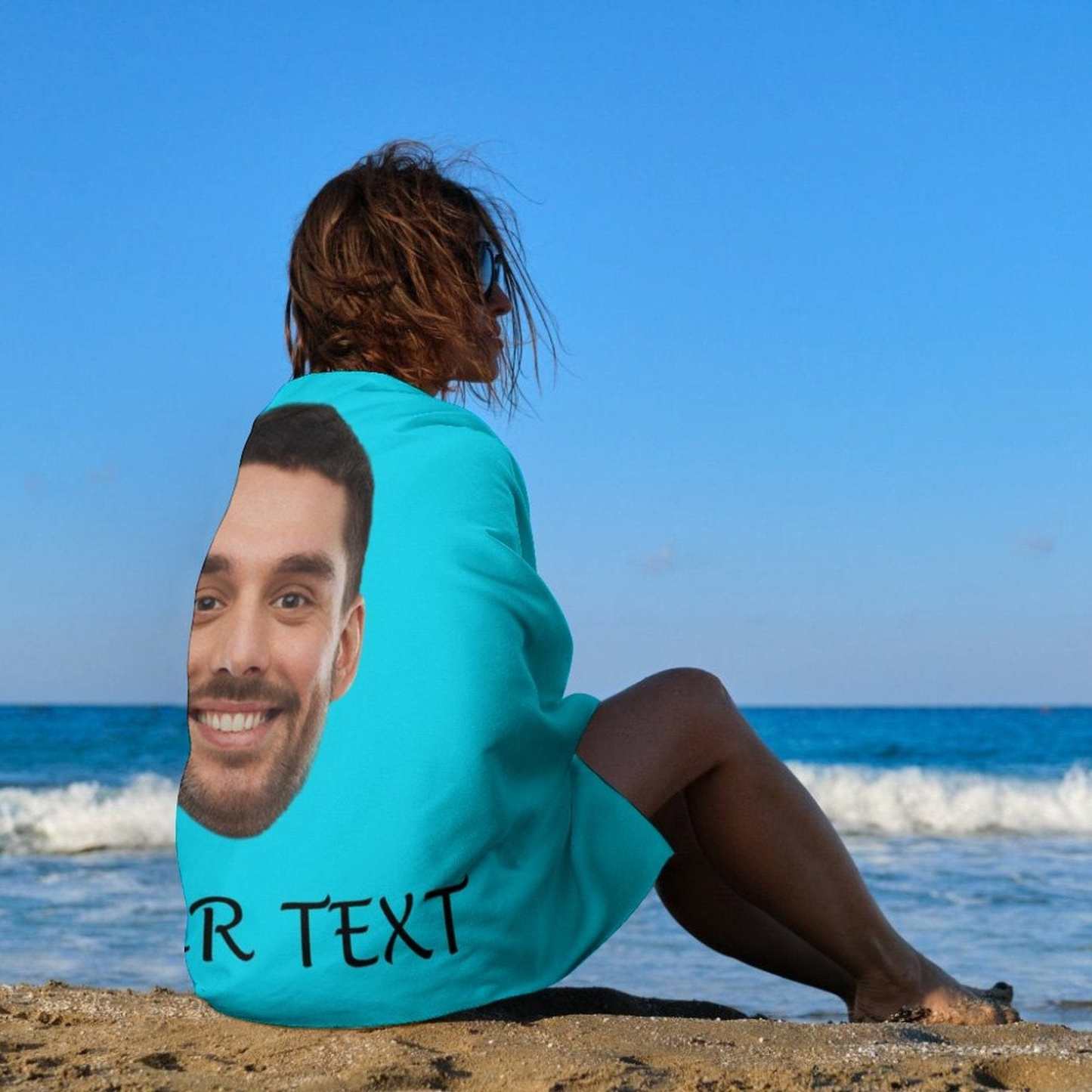 Custom Custom Big Face & Text Beach Towel Quick-Dry, Sand-Free, Super Absorbent, Non-Fading, Beach&Bath Towel Beach Blanket Personalized Beach Towel Funny Selfie Gift - YesCustom
