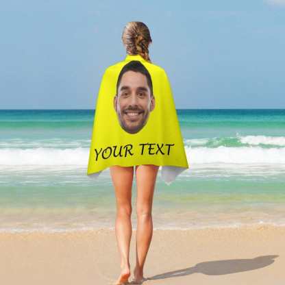 Custom Custom Big Face & Text Beach Towel Quick-Dry, Sand-Free, Super Absorbent, Non-Fading, Beach&Bath Towel Beach Blanket Personalized Beach Towel Funny Selfie Gift - YesCustom