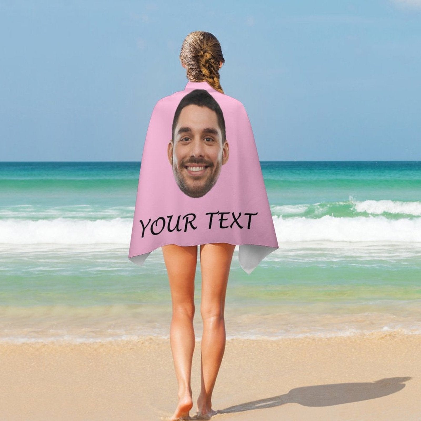 Custom Custom Big Face & Text Beach Towel Quick-Dry, Sand-Free, Super Absorbent, Non-Fading, Beach&Bath Towel Beach Blanket Personalized Beach Towel Funny Selfie Gift - YesCustom