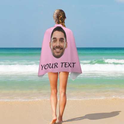 Custom Custom Big Face & Text Beach Towel Quick-Dry, Sand-Free, Super Absorbent, Non-Fading, Beach&Bath Towel Beach Blanket Personalized Beach Towel Funny Selfie Gift - YesCustom
