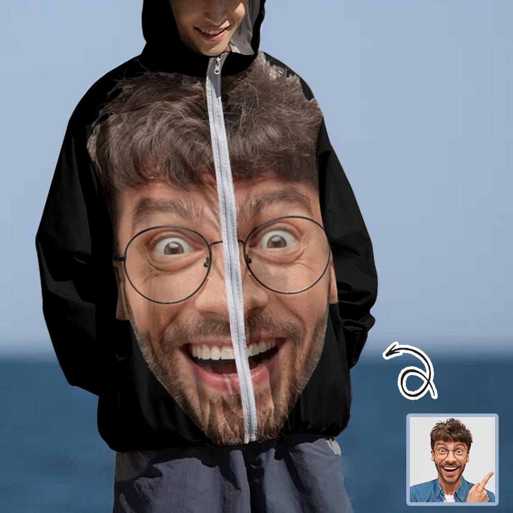 Custom Big Face Unisex Sun Protection Lightweight Hoodie Long Sleeve Zipper Shirt - YesCustom