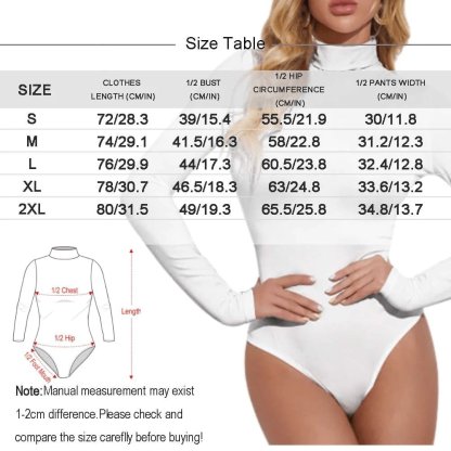Custom Big Face Women's Bodysuit with Face Personalized Turtleneck Long Sleeve Slim Fit T Shirts Body Suits Jumpsuit for Women Girls - YesCustom