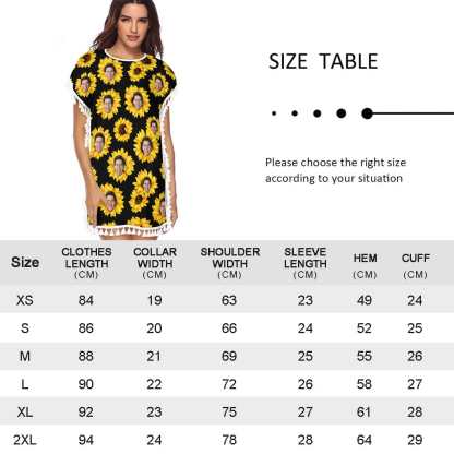 Custom Big Face Women's Tassel Bikini Cover Up Swimsuits Beach Bathing Suit - YesCustom
