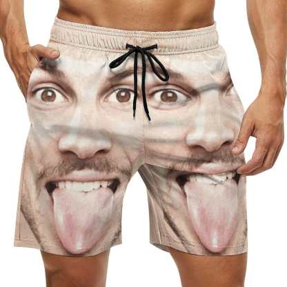 Custom Big Funny Face Men's Casual Quick-drying Beach Shorts - YesCustom